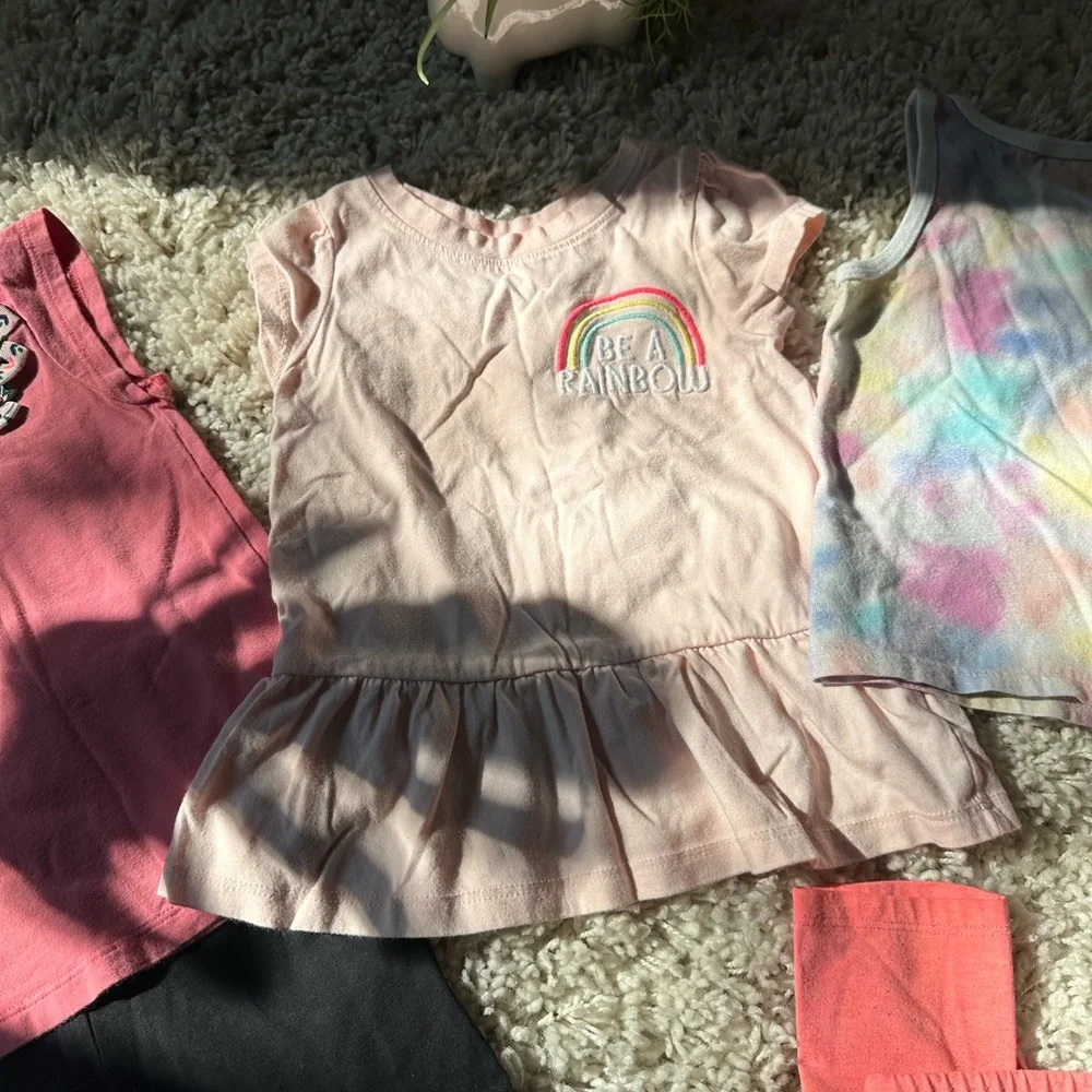 2T girls summer casual cute outfit colorful set girl toddler tops dresse…